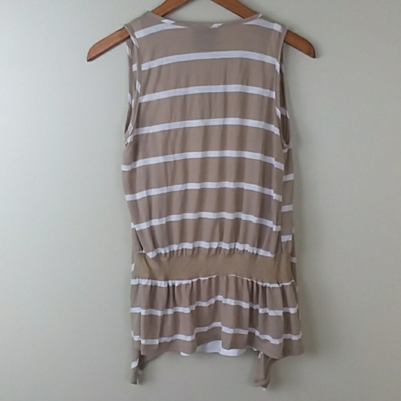 Tan White Striped Flowy Vest - Picture 4 of 6